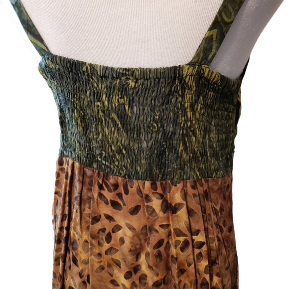 Faith tribal print midi dress boho fringe trim beaded embroidered smocked Size M - Picture 7 of 16